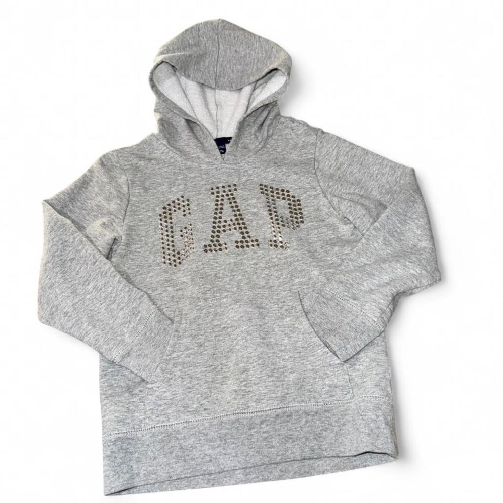GAP KIDS GRAY HOODIE SILVER STUDS GIRLS 4-6